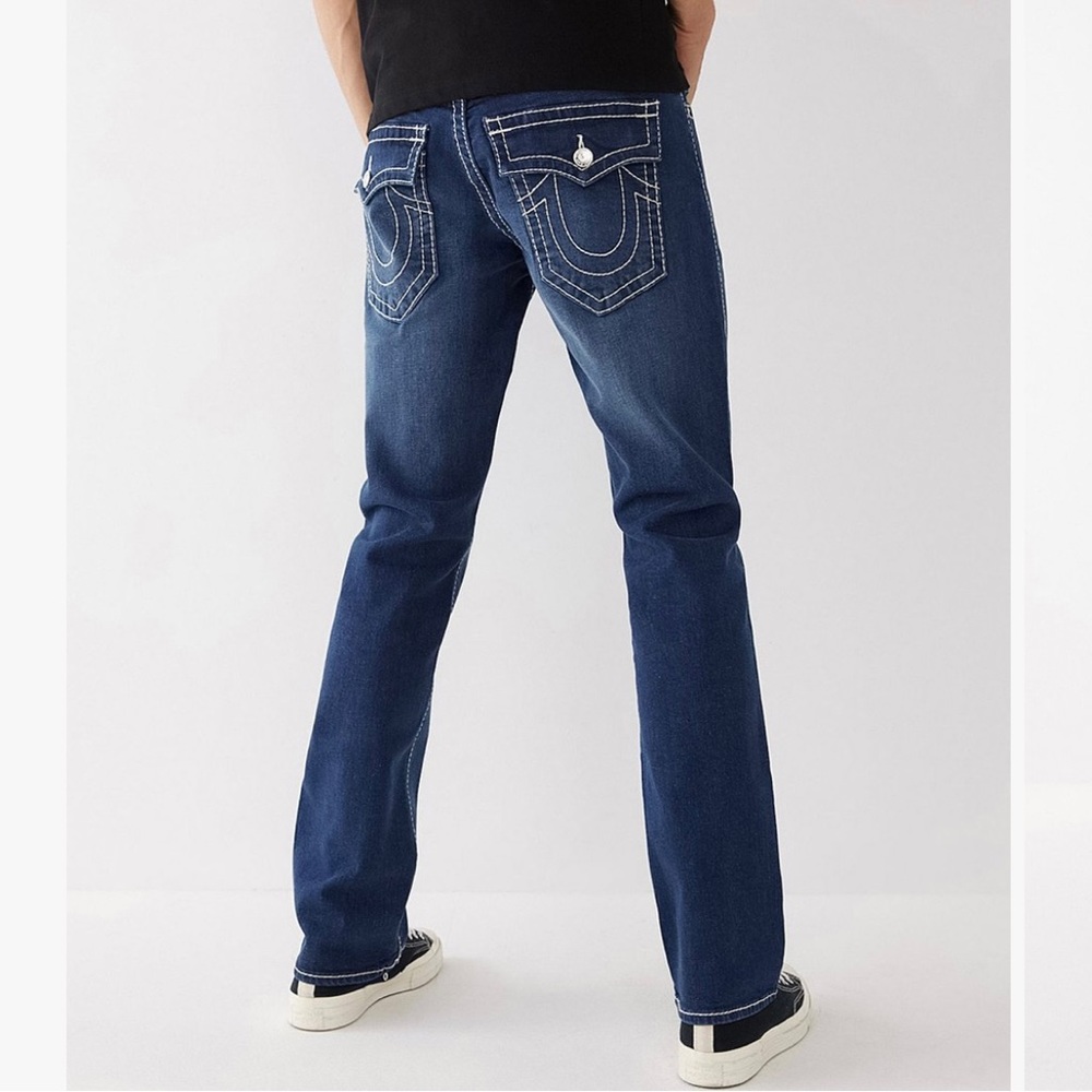TRUE RELIGION | Ricky Big T contrast stitch dark wash straight leg jeans